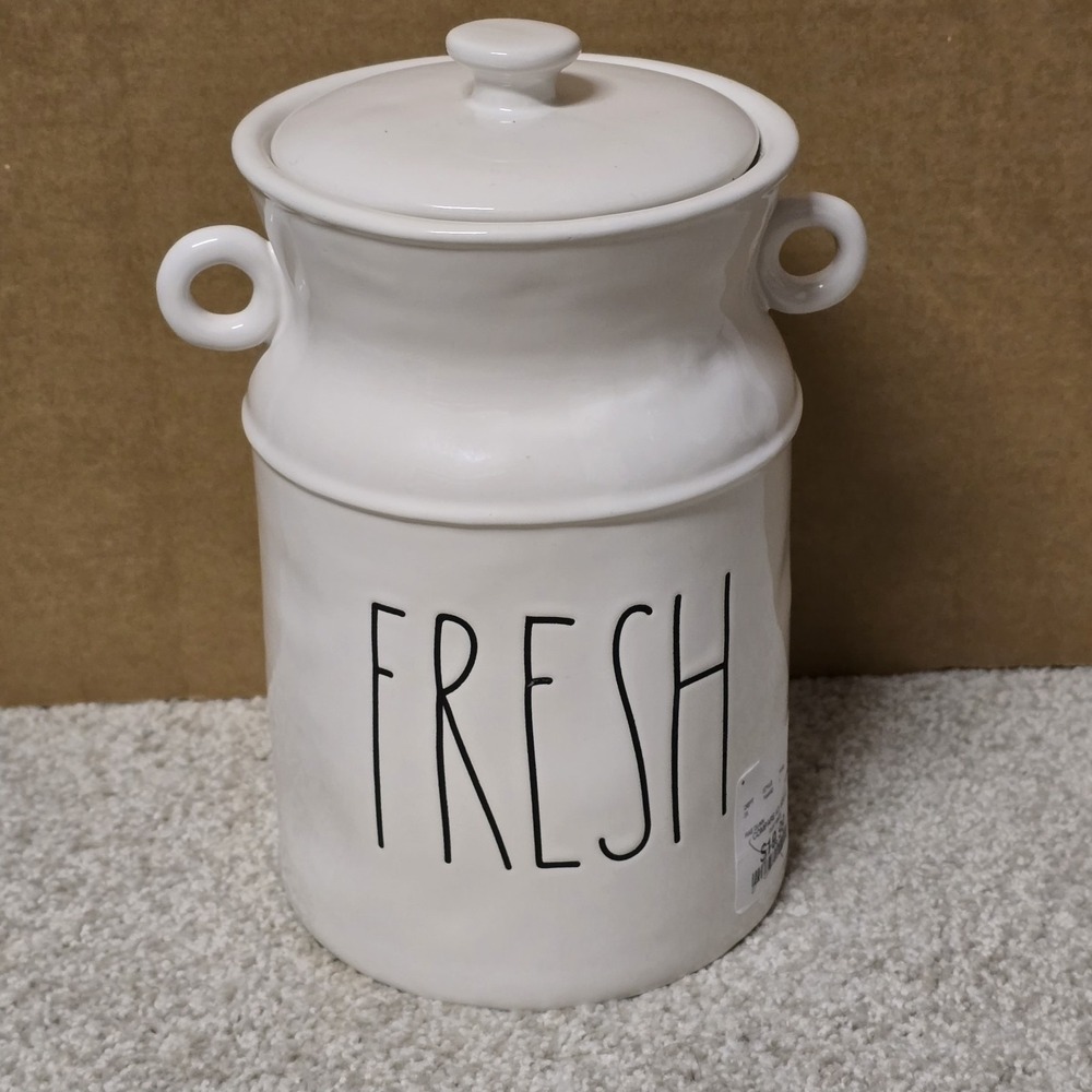 New‎ Rae Dunn FRESH Milk Jug Vase with Handles Farm